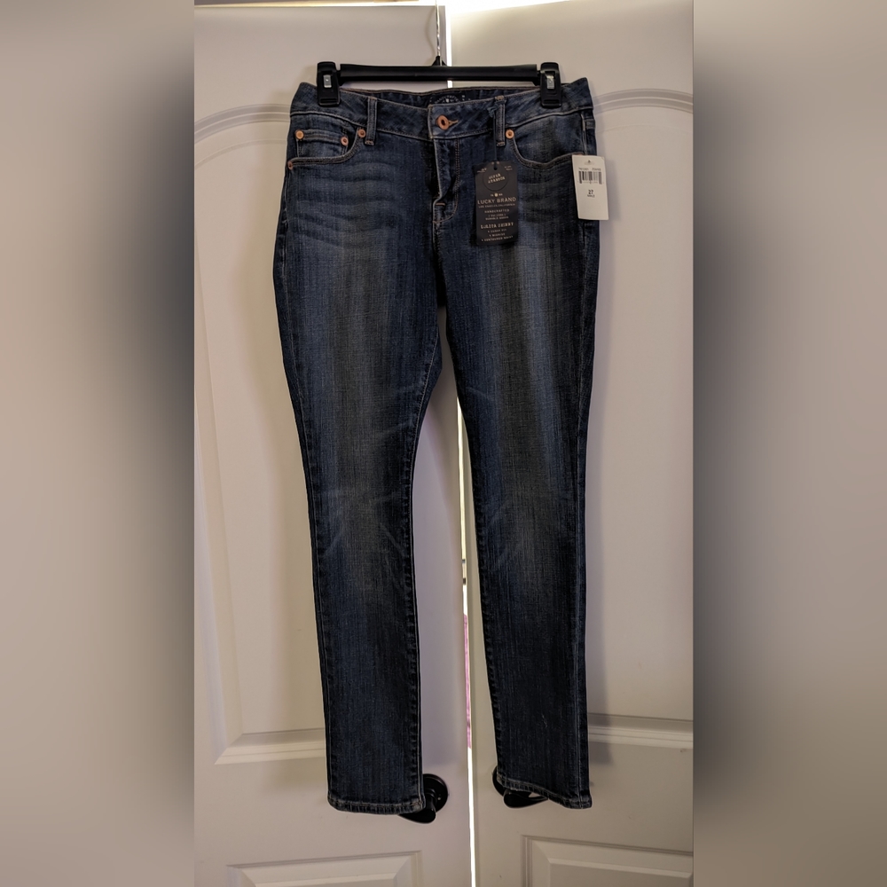 NWT Lucky Brand Mid Rise Lolita Skinny Jeans Super Stretch Denim Curvy Fit 4/27